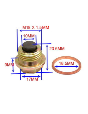 Tornillo magnético vaciado de aceite M18x1.50mm medidas