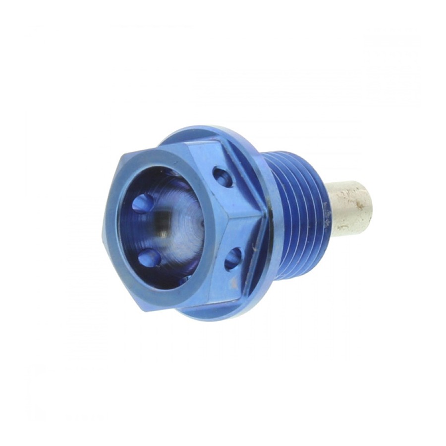 Tornillo magnético vaciado de aceite M14x1.25mm 12mm Titanio azul